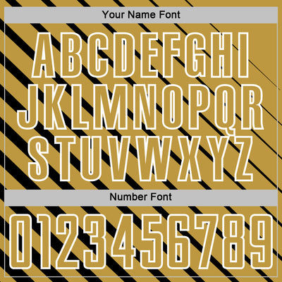 Custom Black Old Gold-White Lines Sublimation Soccer Uniform Jersey