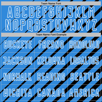 Custom Black Powder Blue-White Lines Sublimation Soccer Uniform Jersey