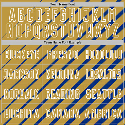 Custom Royal Old Gold-White Lines Sublimation Soccer Uniform Jersey