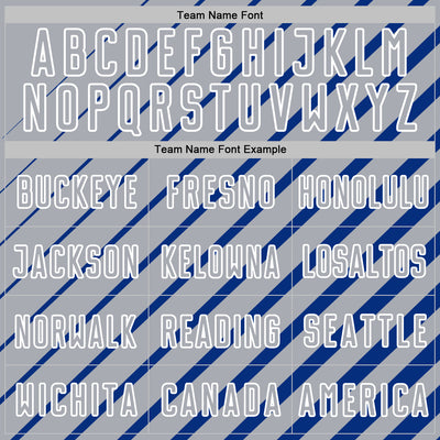 Custom Royal Gray-White Lines Sublimation Soccer Uniform Jersey