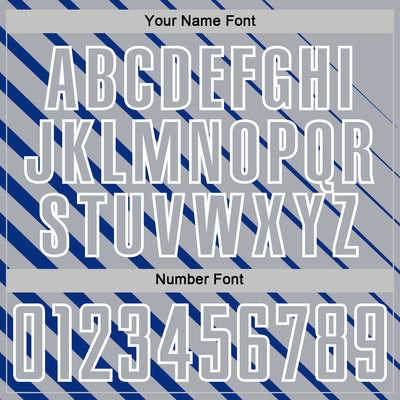 Custom Royal Gray-White Lines Sublimation Soccer Uniform Jersey