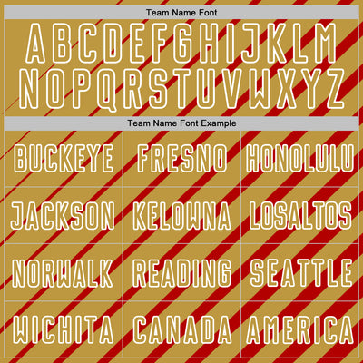 Custom Red Old Gold-White Lines Sublimation Soccer Uniform Jersey