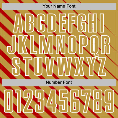 Custom Red Old Gold-White Lines Sublimation Soccer Uniform Jersey