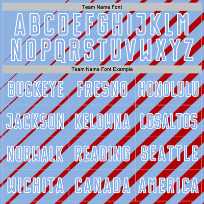 Custom Red Light Blue-White Lines Sublimation Soccer Uniform Jersey