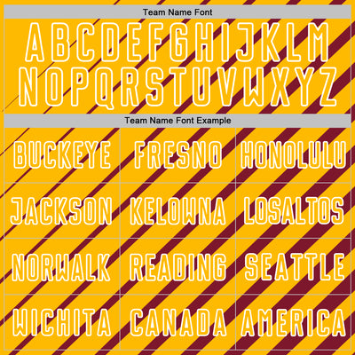 Custom Crimson Gold-White Lines Sublimation Soccer Uniform Jersey