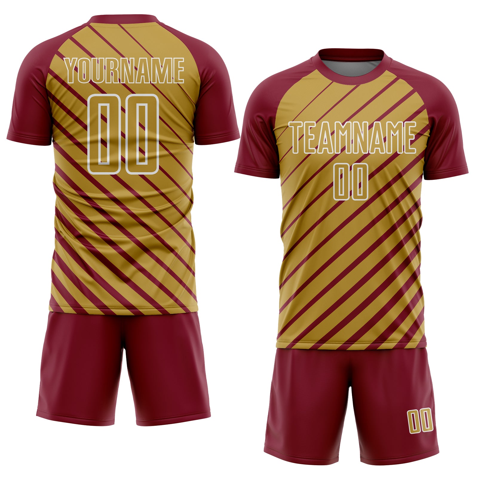 Custom Crimson Old Gold-White Lines Sublimation Soccer Uniform Jersey