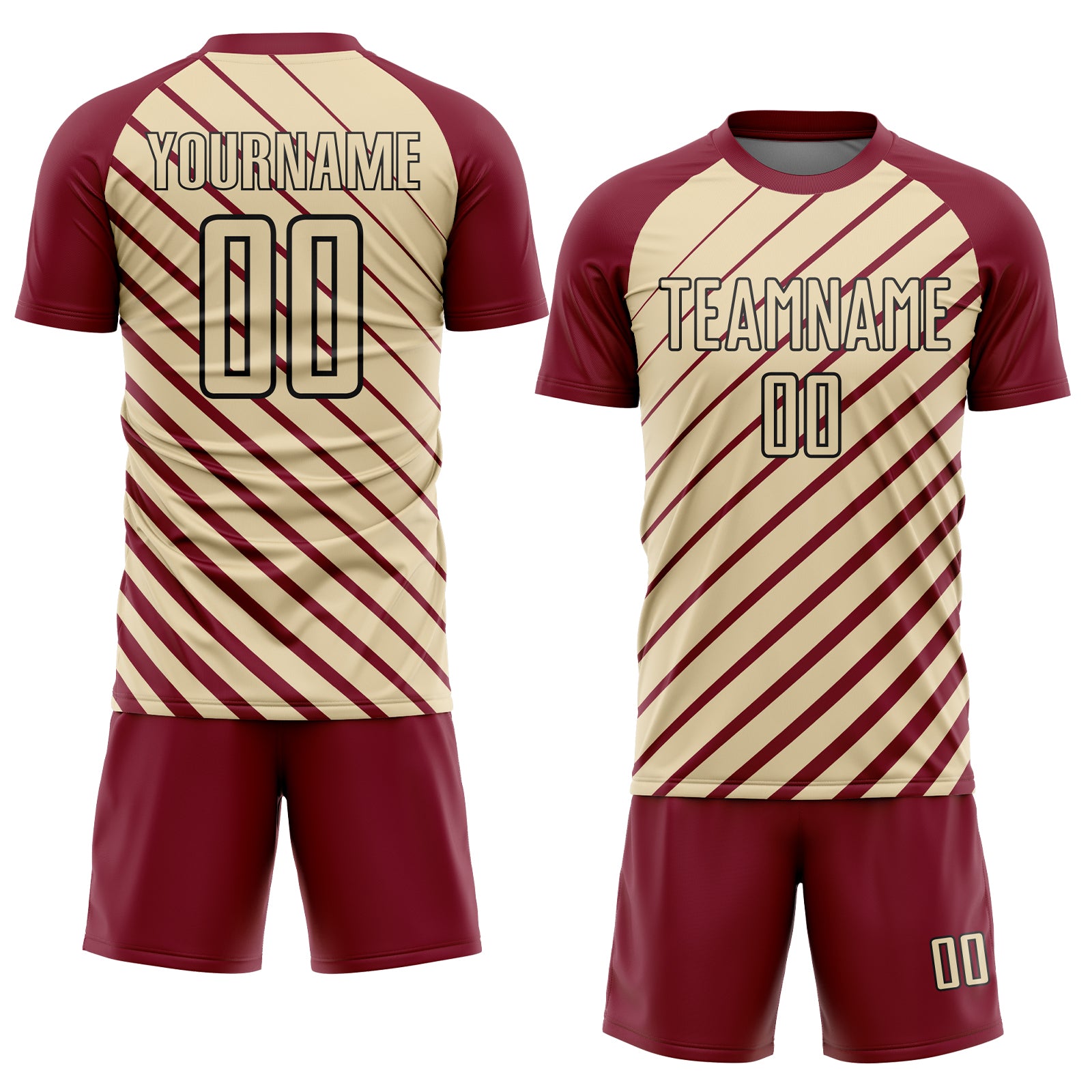 Custom Crimson Cream-Black Lines Sublimation Soccer Uniform Jersey