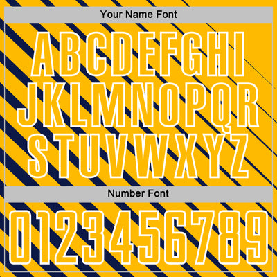 Custom Navy Gold-White Lines Sublimation Soccer Uniform Jersey