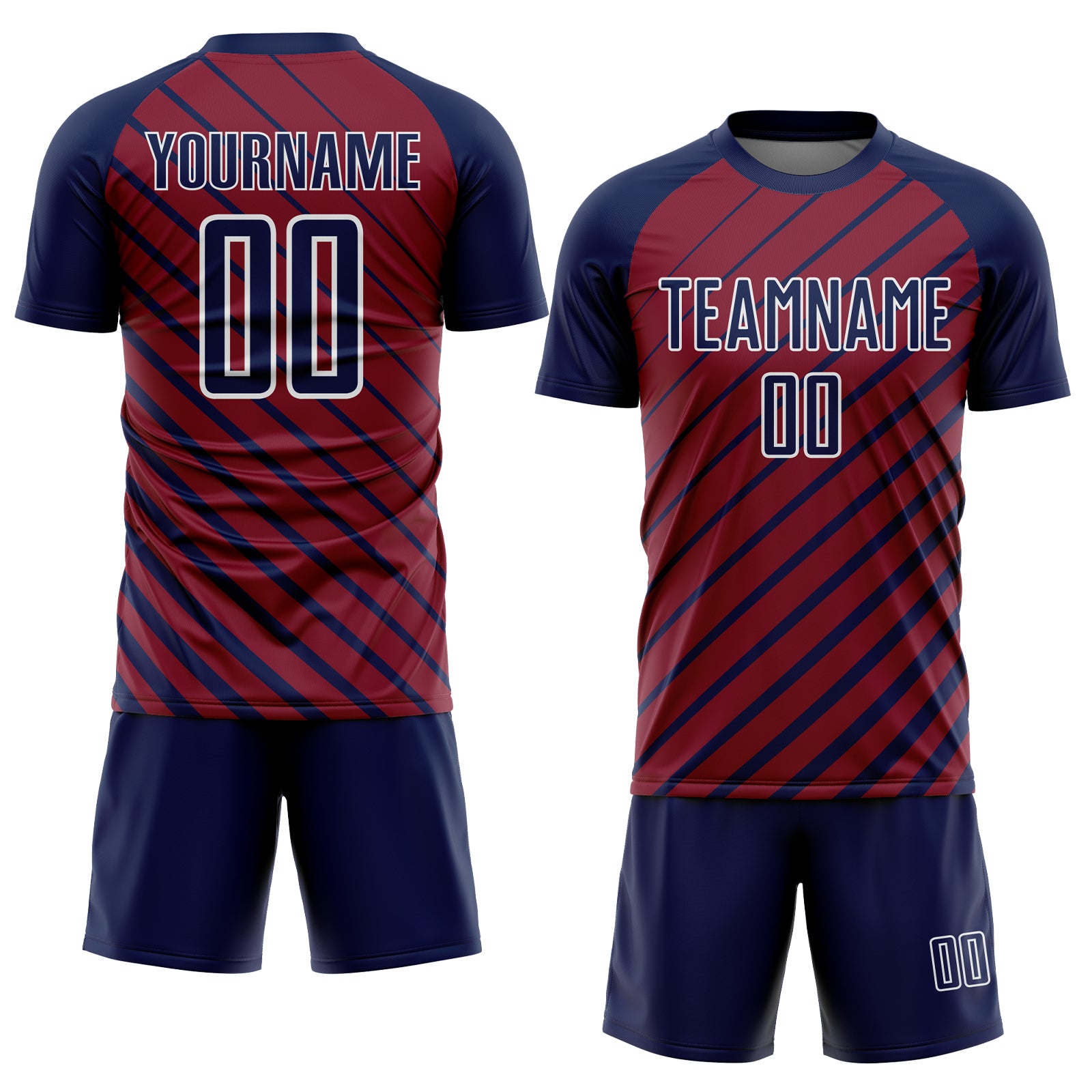 Custom Navy Crimson-White Lines Sublimation Soccer Uniform Jersey