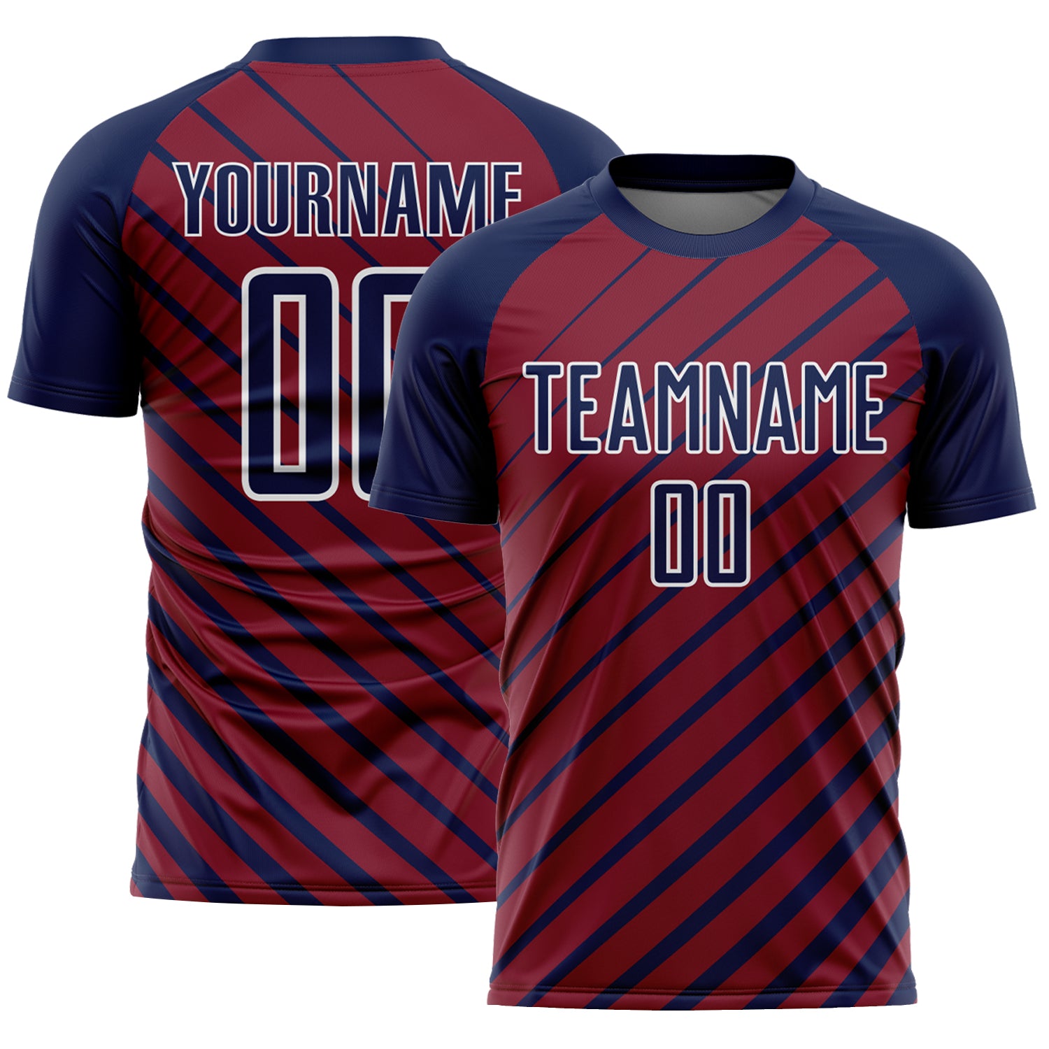 Custom Navy Crimson-White Lines Sublimation Soccer Uniform Jersey