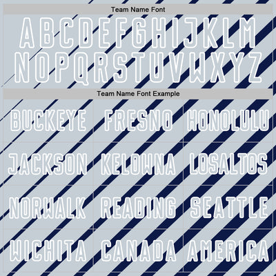 Custom Navy Silver-White Lines Sublimation Soccer Uniform Jersey