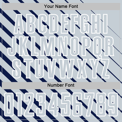 Custom Navy Silver-White Lines Sublimation Soccer Uniform Jersey