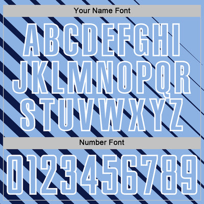 Custom Navy Light Blue-White Lines Sublimation Soccer Uniform Jersey