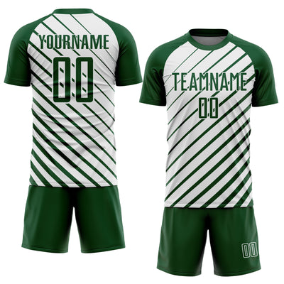 Custom Green White Lines Sublimation Soccer Uniform Jersey