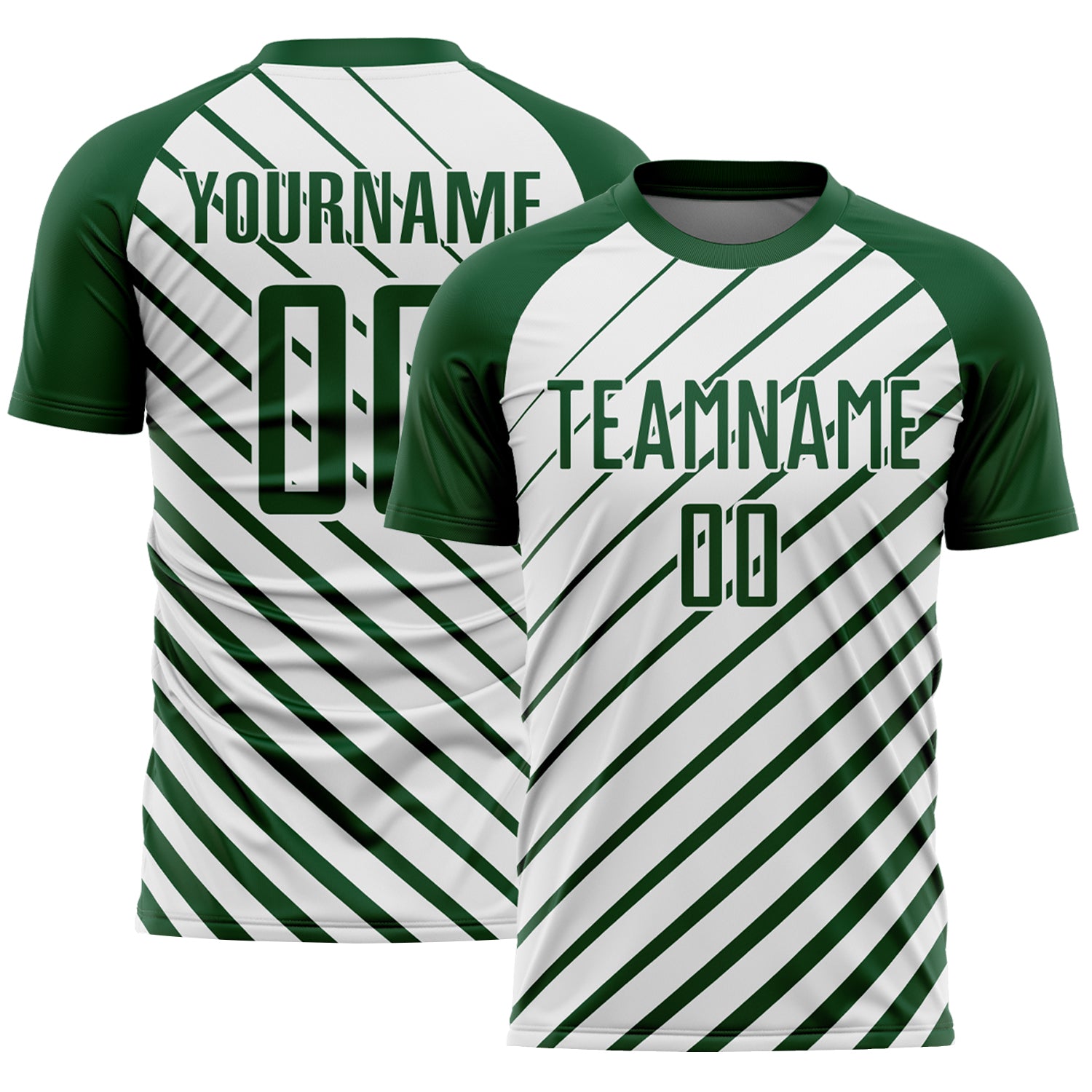 Custom Green White Lines Sublimation Soccer Uniform Jersey