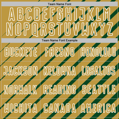 Custom Green Old Gold-White Lines Sublimation Soccer Uniform Jersey