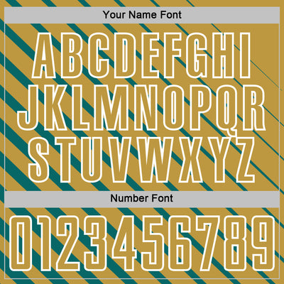 Custom Teal Old Gold-White Lines Sublimation Soccer Uniform Jersey