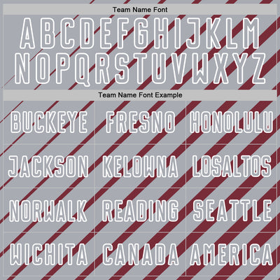 Custom Burgundy Gray-White Lines Sublimation Soccer Uniform Jersey