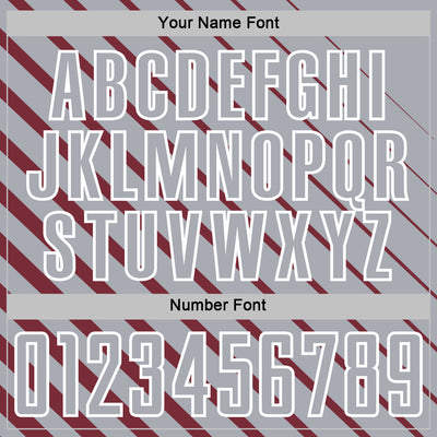 Custom Burgundy Gray-White Lines Sublimation Soccer Uniform Jersey