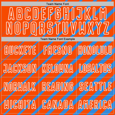 Custom Powder Blue Orange-White Lines Sublimation Soccer Uniform Jersey