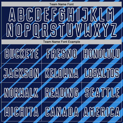 Custom Powder Blue Navy-White Lines Sublimation Soccer Uniform Jersey