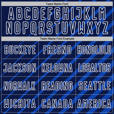 Custom Thunder Blue Navy-White Lines Sublimation Soccer Uniform Jersey