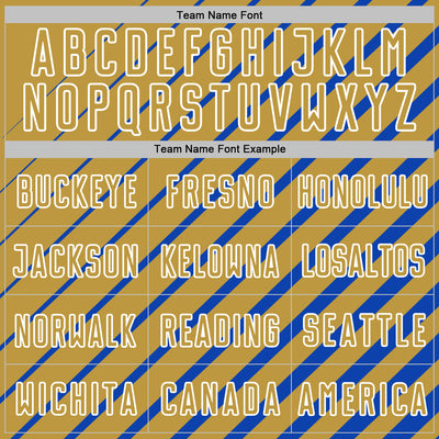 Custom Thunder Blue Old Gold-White Lines Sublimation Soccer Uniform Jersey