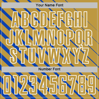 Custom Thunder Blue Old Gold-White Lines Sublimation Soccer Uniform Jersey