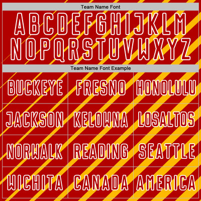 Custom Gold Red-White Lines Sublimation Soccer Uniform Jersey