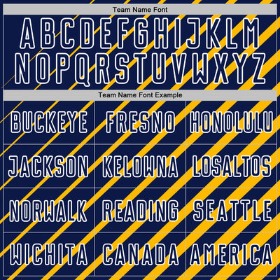 Custom Gold Navy-White Lines Sublimation Soccer Uniform Jersey