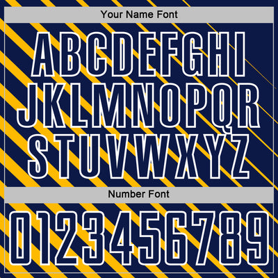 Custom Gold Navy-White Lines Sublimation Soccer Uniform Jersey