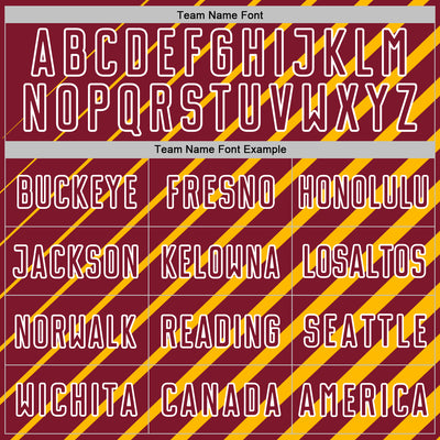 Custom Gold Crimson-White Lines Sublimation Soccer Uniform Jersey