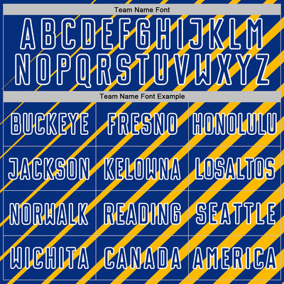 Custom Gold Royal-White Lines Sublimation Soccer Uniform Jersey