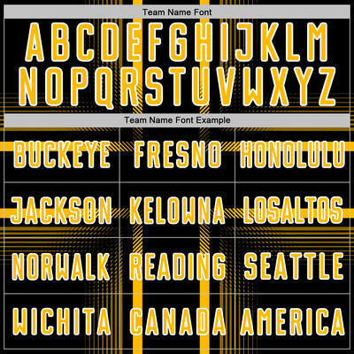 Custom Black Gold-White Lines Sublimation Soccer Uniform Jersey