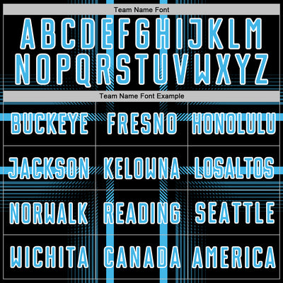 Custom Black Sky Blue-White Lines Sublimation Soccer Uniform Jersey