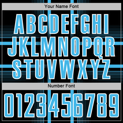 Custom Black Sky Blue-White Lines Sublimation Soccer Uniform Jersey