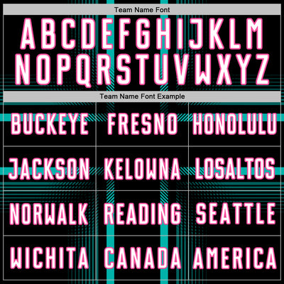 Custom Black White Aqua-Pink Lines Sublimation Soccer Uniform Jersey