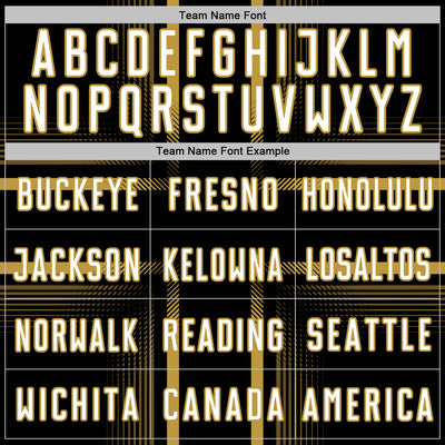 Custom Black White-Old Gold Lines Sublimation Soccer Uniform Jersey