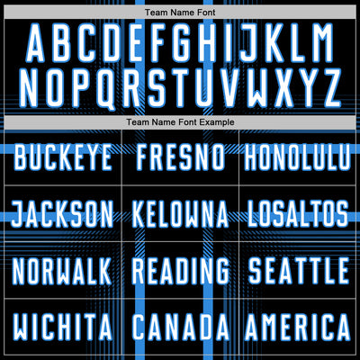 Custom Black White-Powder Blue Lines Sublimation Soccer Uniform Jersey