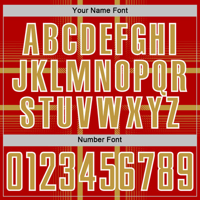 Custom Red Old Gold-White Lines Sublimation Soccer Uniform Jersey