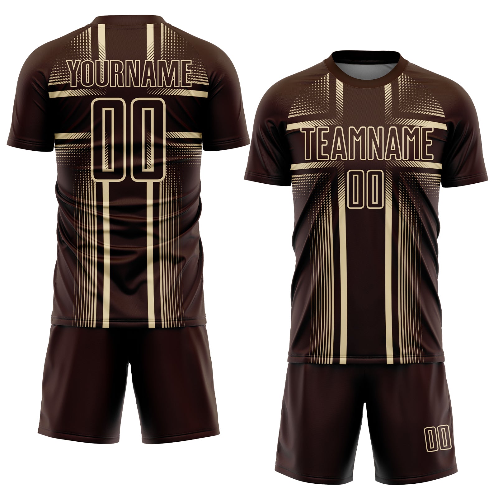 Custom Brown Cream Lines Sublimation Soccer Uniform Jersey