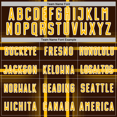 Custom Brown Gold-White Lines Sublimation Soccer Uniform Jersey