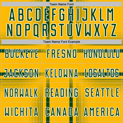 Custom Gold Green-White Lines Sublimation Soccer Uniform Jersey