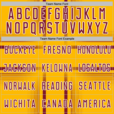 Custom Gold Crimson-White Lines Sublimation Soccer Uniform Jersey