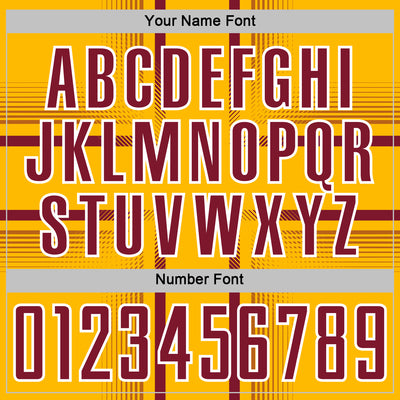 Custom Gold Crimson-White Lines Sublimation Soccer Uniform Jersey