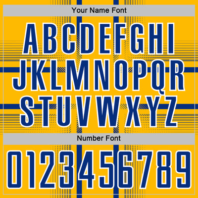 Custom Gold Royal-White Lines Sublimation Soccer Uniform Jersey