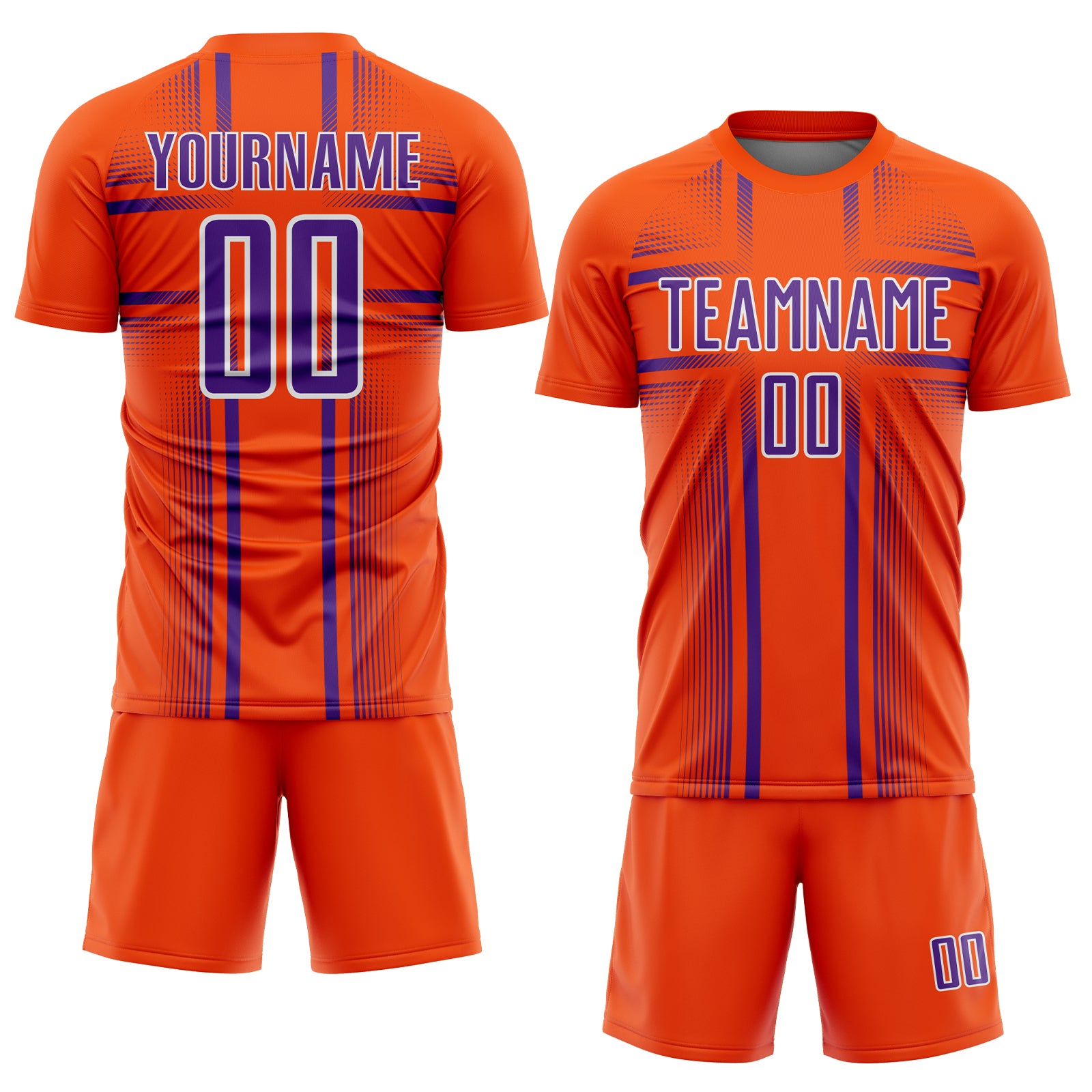 Custom Orange Purple-White Lines Sublimation Soccer Uniform Jersey