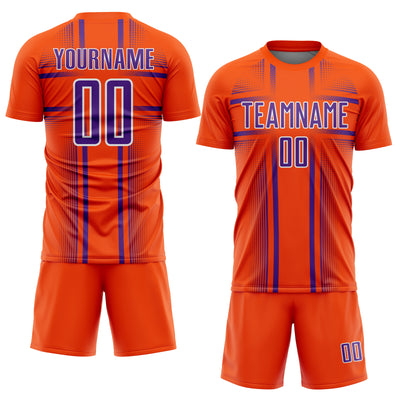 Custom Orange Purple-White Lines Sublimation Soccer Uniform Jersey