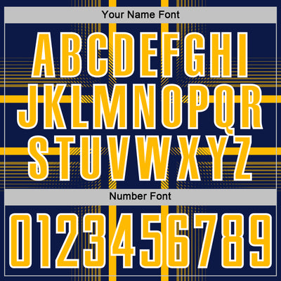 Custom Navy Gold-White Lines Sublimation Soccer Uniform Jersey
