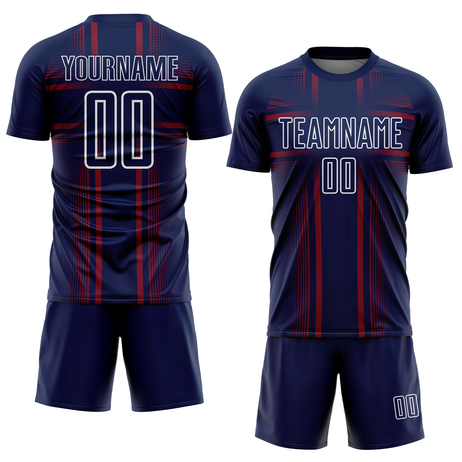 Custom Navy Crimson-White Lines Sublimation Soccer Uniform Jersey